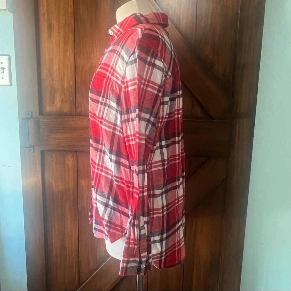 Gap Red Blue Flannel Button Up Long Sleeve Women's M Shirt - Picture 7 of 7